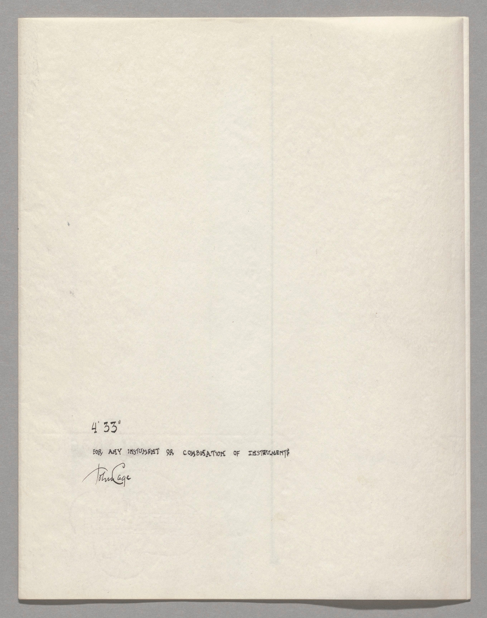 John Cage, 4'33" (In Proportional Notation) (1952/1953) ⓒ MoMA