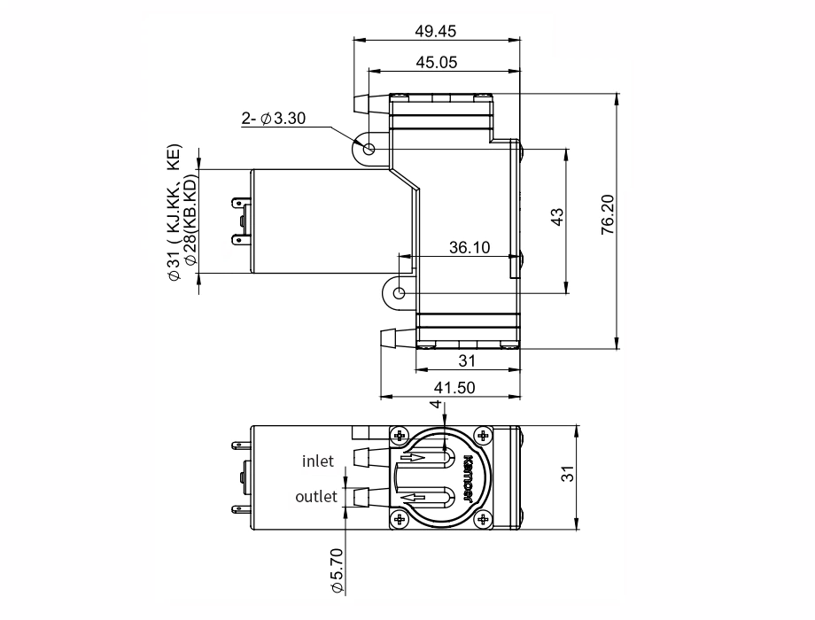 [Kamoer] KVP8 micro electric diaphragm air vacuum pump : 비코사이언스