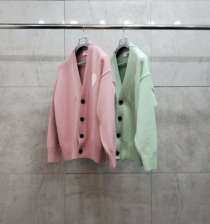 아미 빅하트 로고 코튼가디건 2color