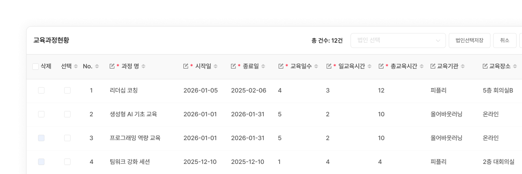 법정의무교육과 외부교육 등록