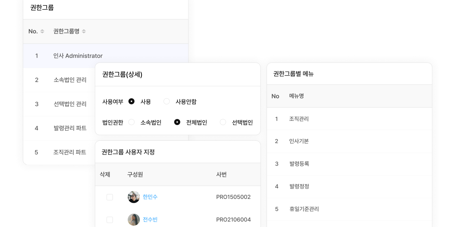 효율적인 인사관리를 위한 권한 설정 세분화
