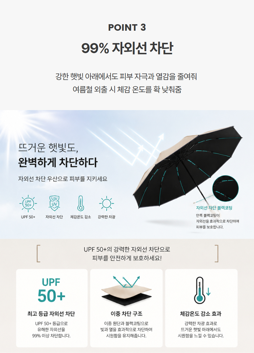 만듬 프리미엄 3단 거꾸로 자동 우산