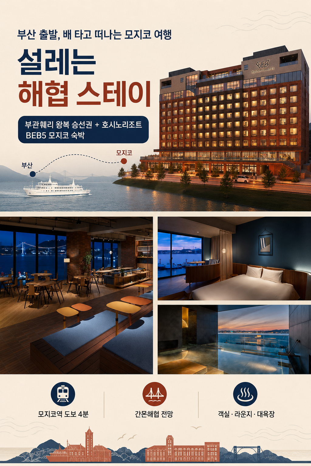 부산출발 부관훼리 호시노리조트 부산 일본 시모노세키 편도 왕복 승선권 일본자유여행
