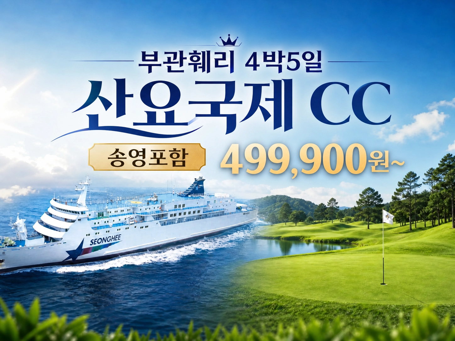 [ 배타고 일본 골프 ] 부관훼리 4박5일 시모노세키 호텔 산요CC 54H 송영 포함