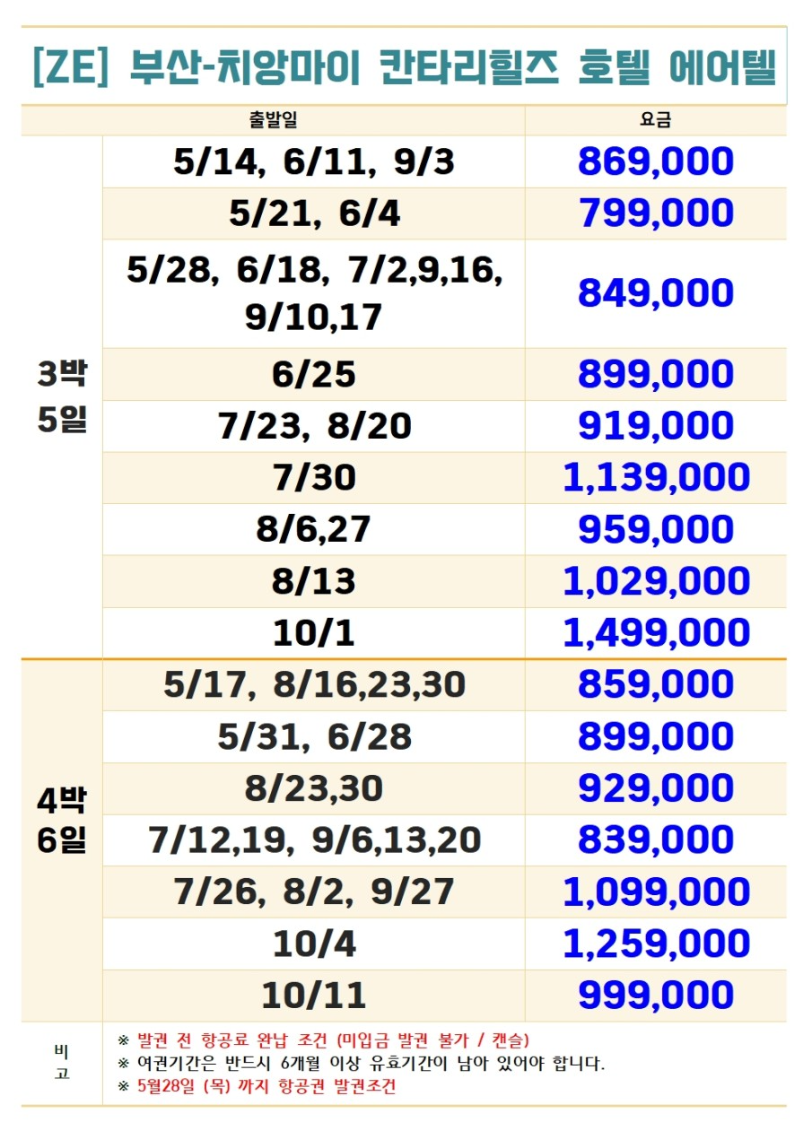 [부산출발 - 이스타항공] 치앙마이 에어텔 3박5일