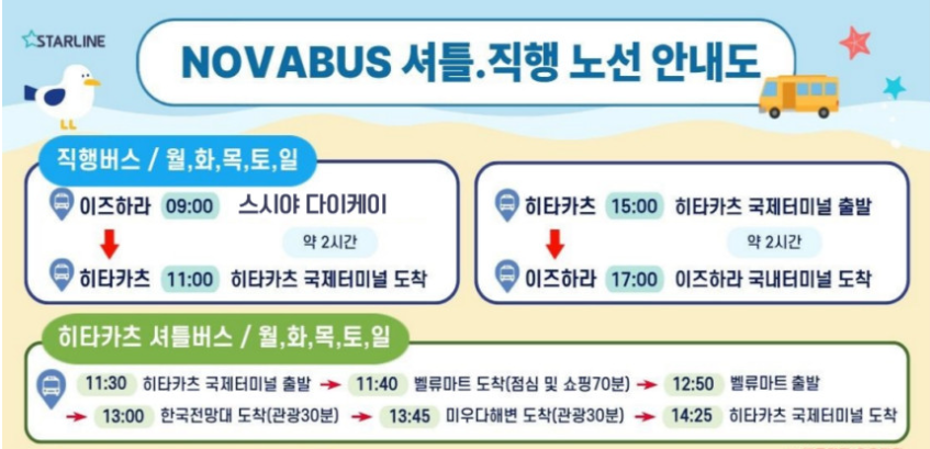 대마도 노바 버스 투어 히타카츠 이즈하라 직행 셔틀 순환 당일치기