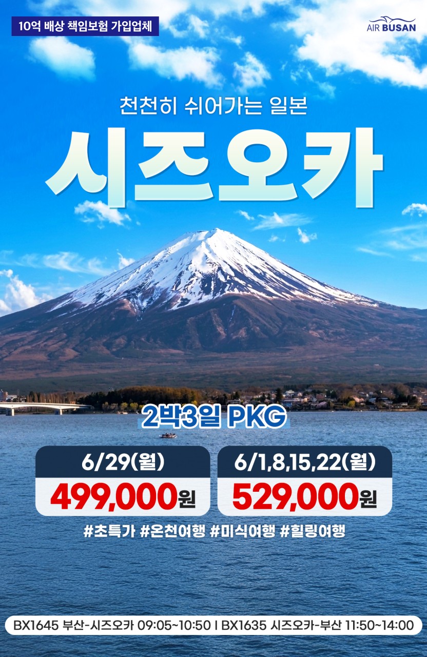 [부산출발-에어부산] 시즈오카 후지산 핵심일주 3일 / 4일 PKG