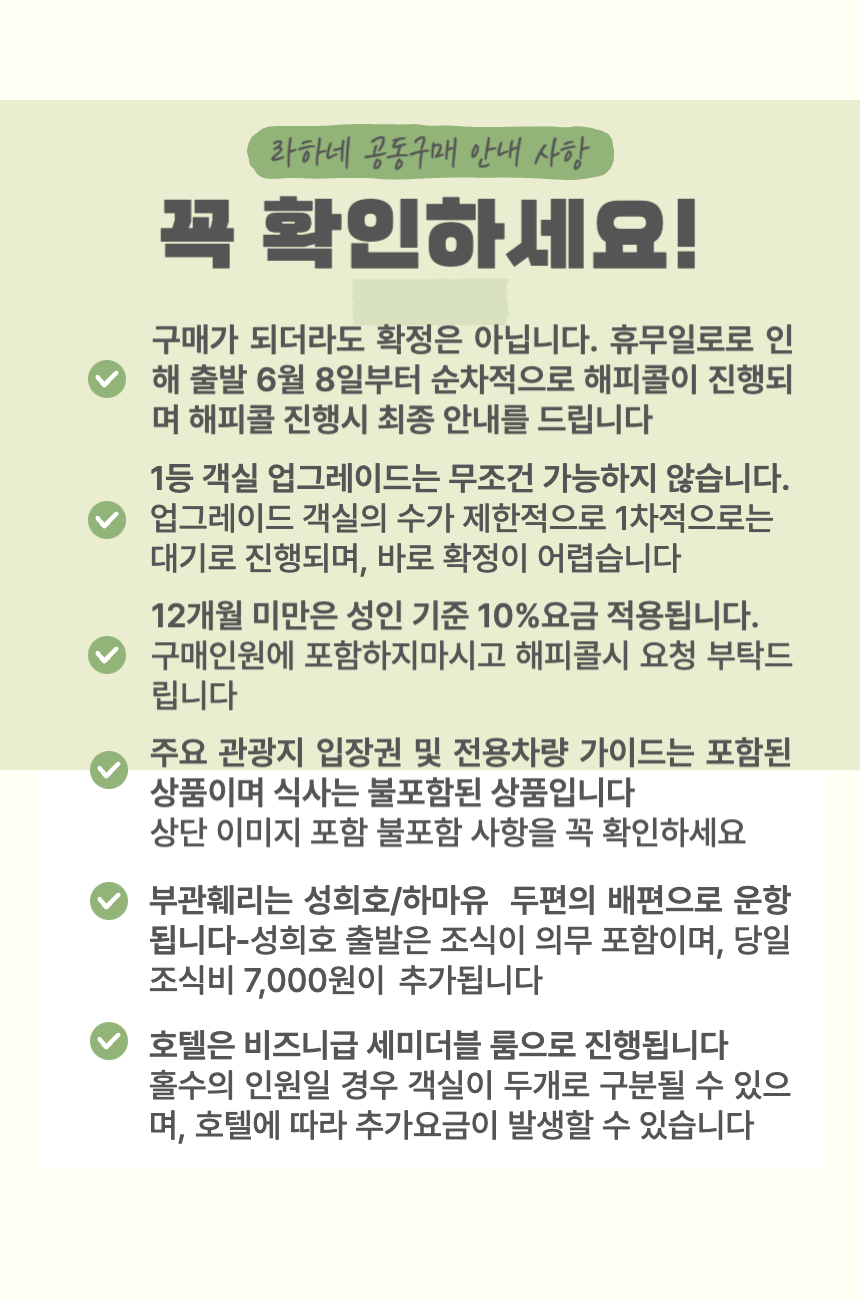 [라하네 공동구매 전용]부관훼리 워킹맘투어 3박4일 사파리랜드 아키요시다이 산리오 하모니랜드 패키지