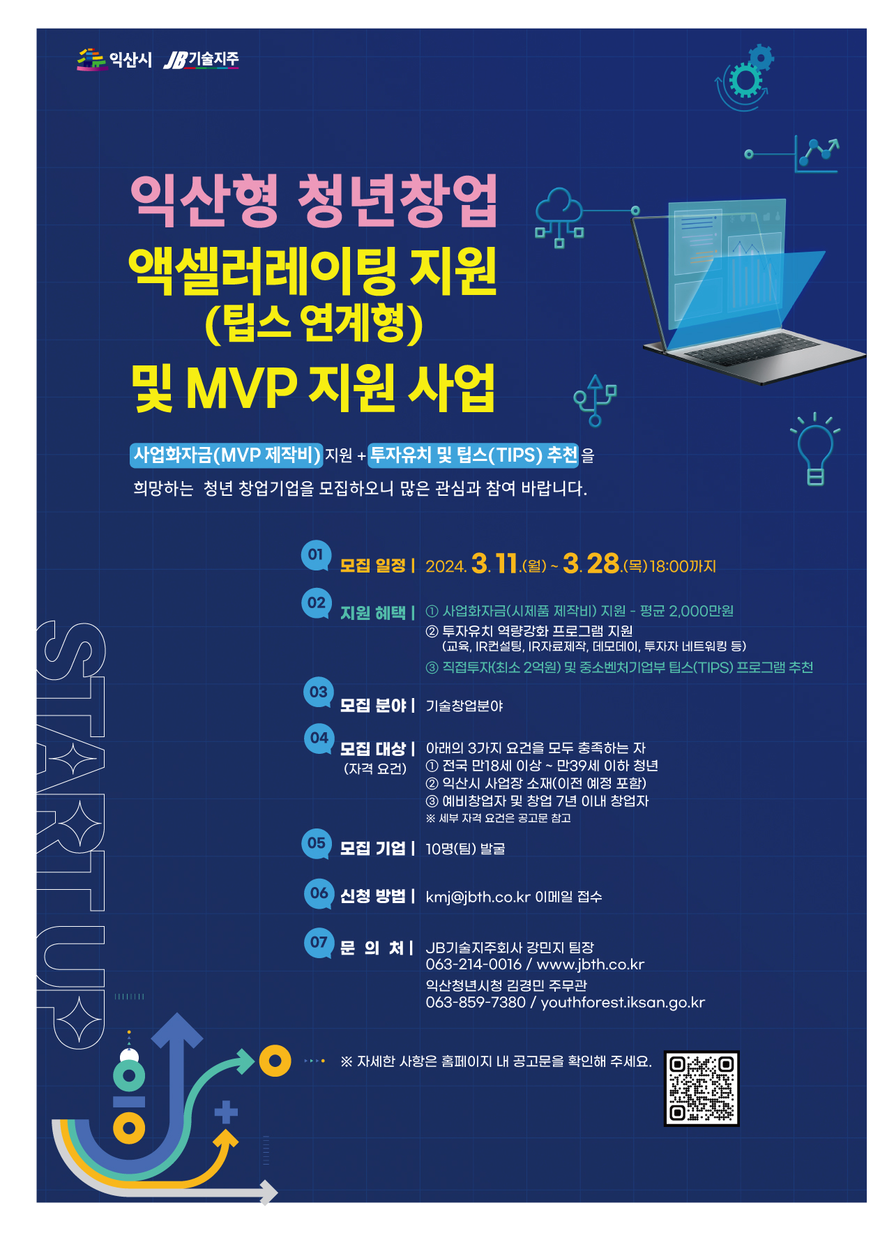 모집공고] 익산형 청년창업 액셀러레이팅 지원(팁스연계형) 및 MVP 지원 사업(~2024.03.28 18시) : 비트코인 슬롯｜사업/행사정보