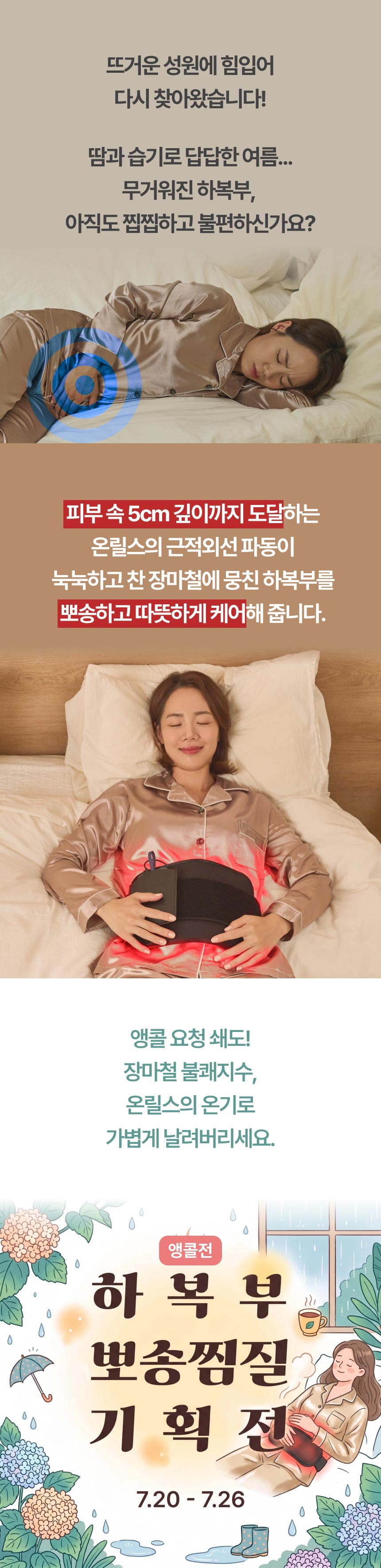 온릴스 LED 근적외선 허리찜질기 온열 찜질