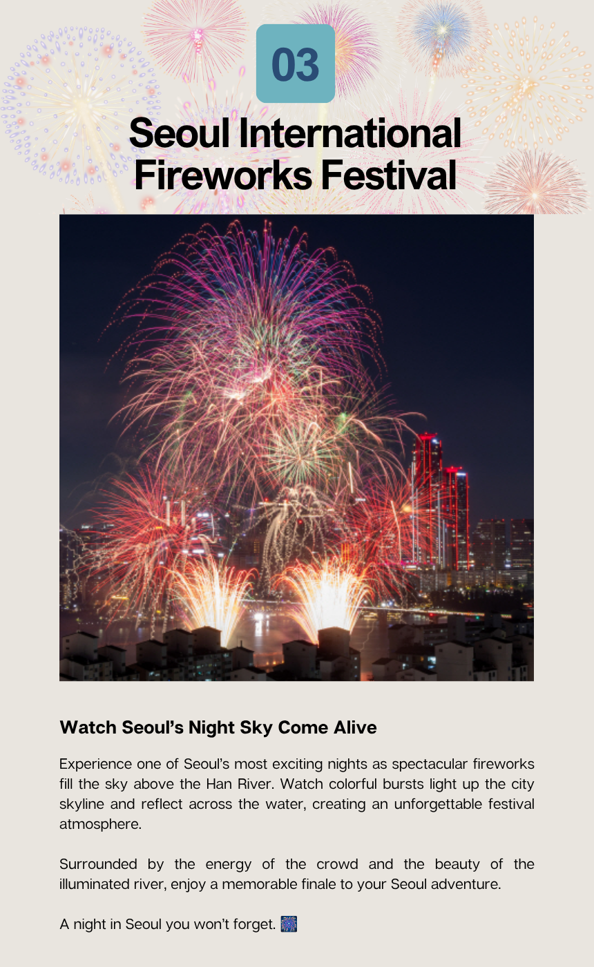 [9/5]Seoul Fireworks Night: Mangwon Market & Han River Picnic