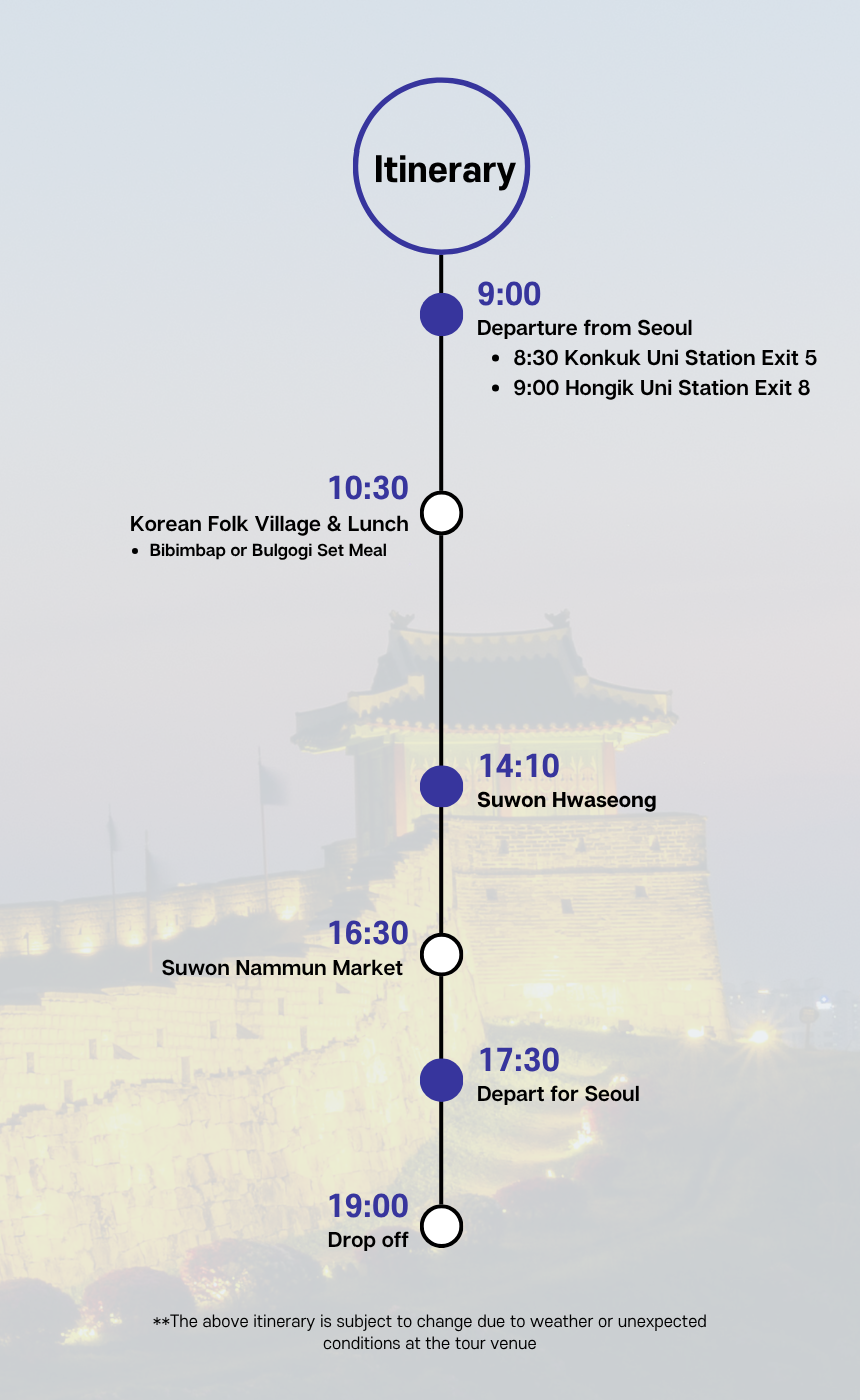 EG TOUR [R1] Suwon & Yongin Traditional Hallyu Tour