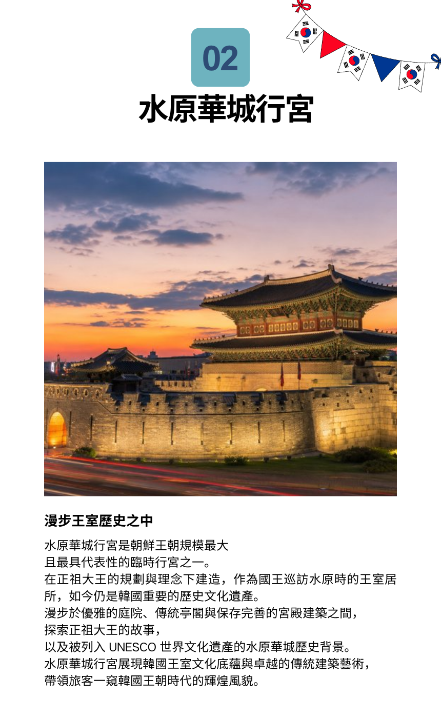 世界遺產一日遊：水原華城 & 南門市場文化之旅