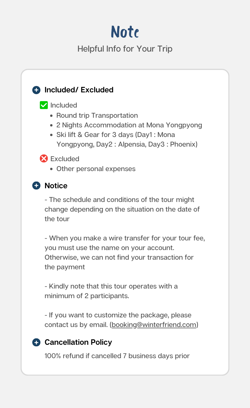 Pyeongchang BIG 3 Ski Tour