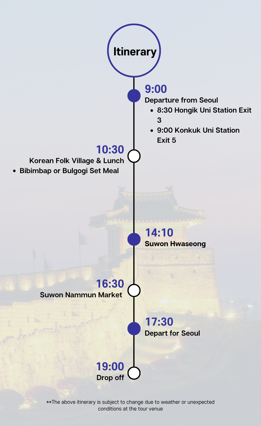 EG TOUR [R1] Suwon & Yongin Traditional Hallyu Tour