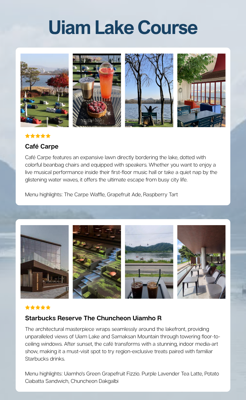 Chuncheon Café Hopping Taxi Tour