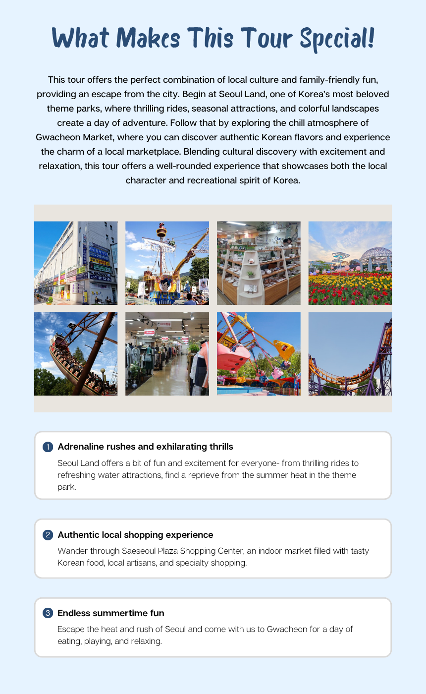 [6/13, 6/27] Everland Theme Park & Yongin Market Day Tour