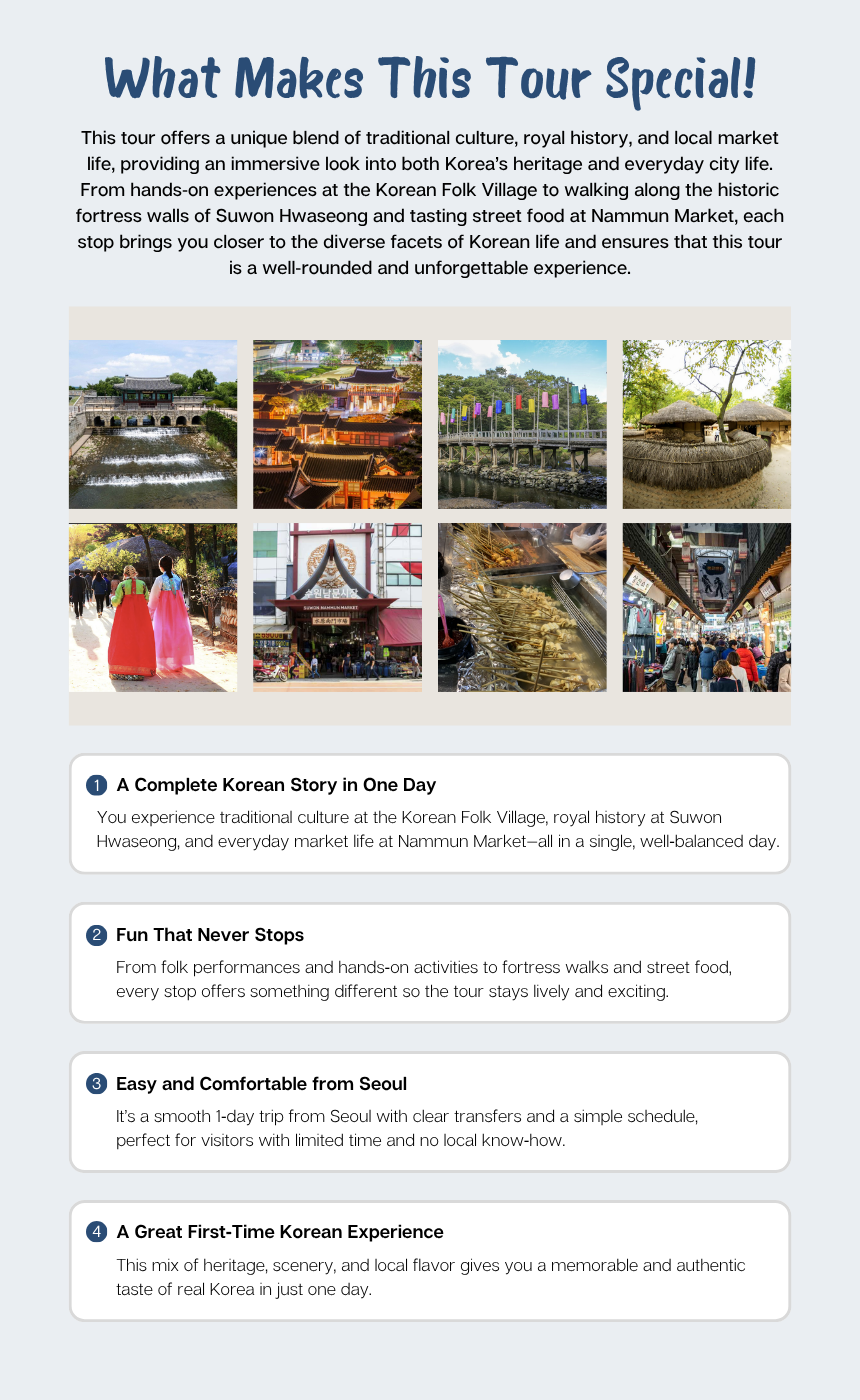 EG TOUR [R1] Suwon & Yongin Traditional Hallyu Tour