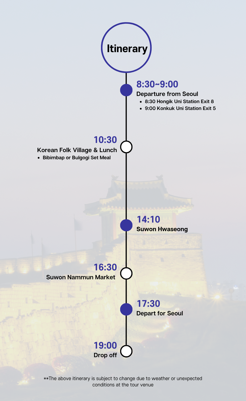 EG TOUR [R1] Suwon & Yongin Traditional Hallyu Tour