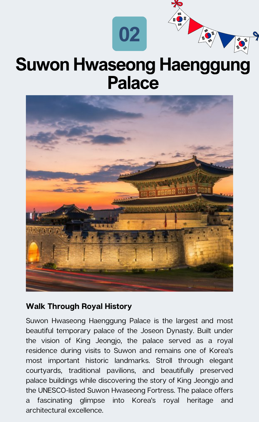 [Jul - Oct][Every Sunday] UNESCO Suwon Hwaseong Fortress & Nammun Market Cultural Village