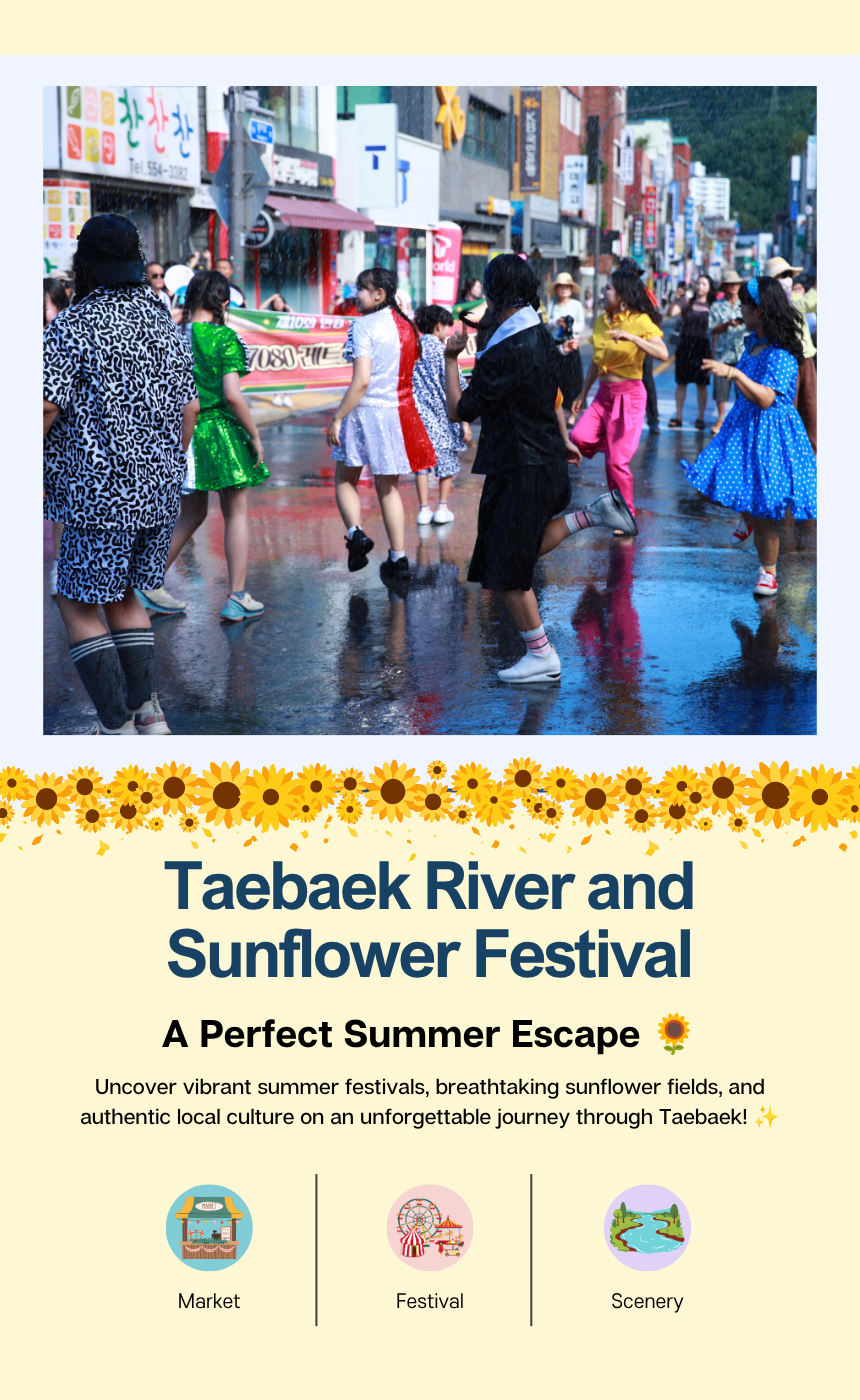 8/1 Taebaek Source of the Hangang & Nakdonggang Rivers Festival & Sunflower Festival Tour