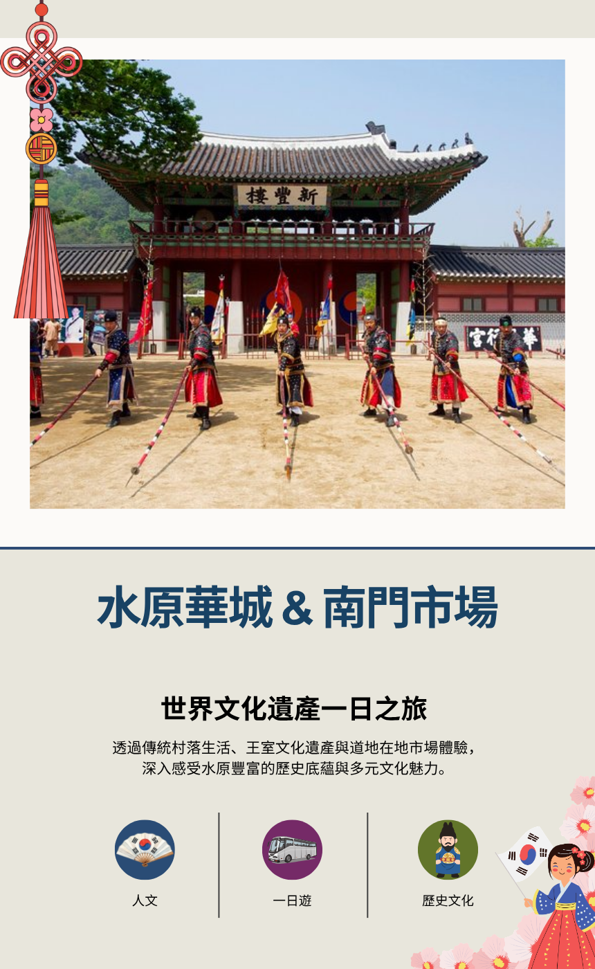 世界遺產一日遊：水原華城 & 南門市場文化之旅