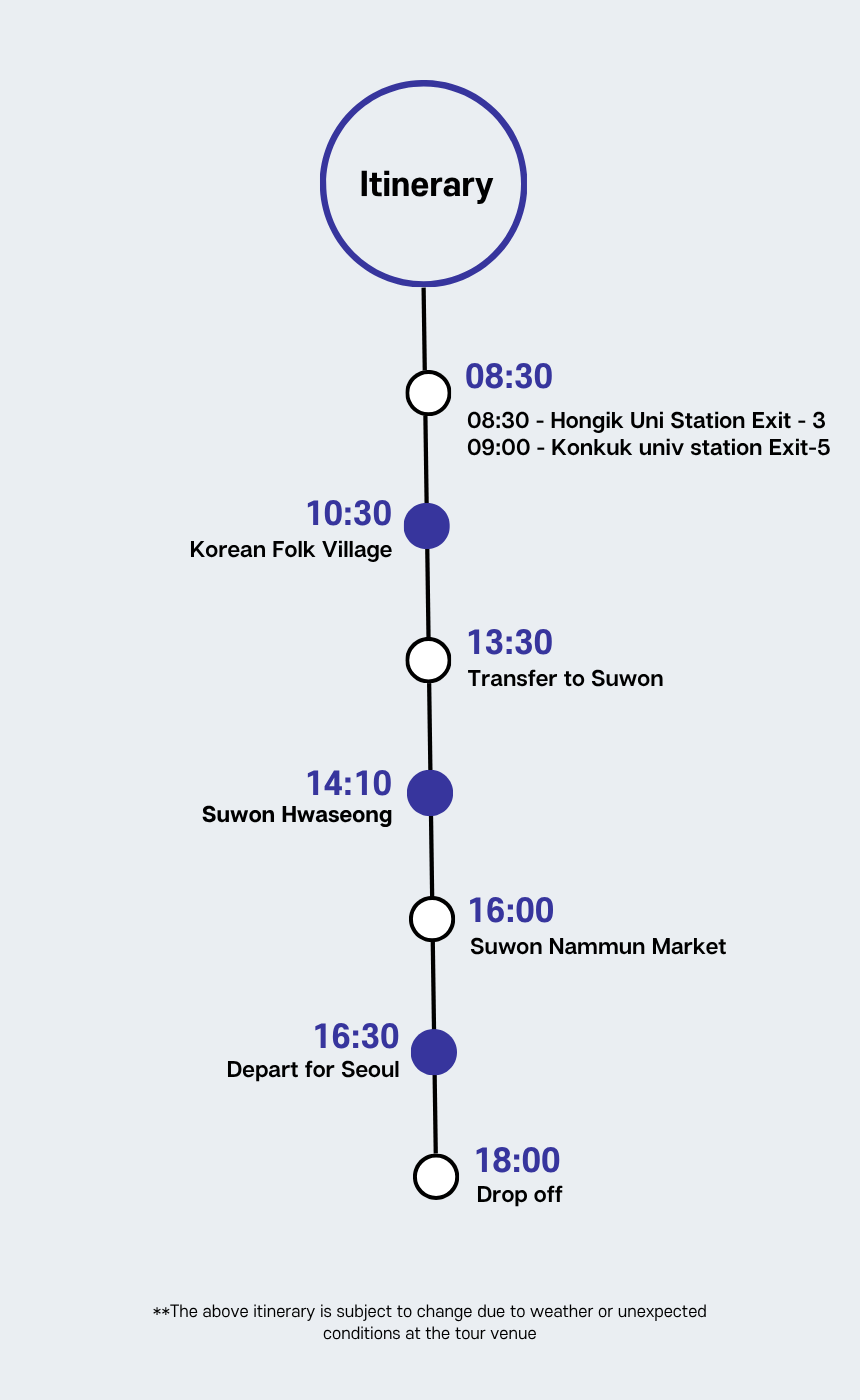 [09/25, 10/16] EG TOUR [R1] Suwon & Yongin Traditional Hallyu Tour