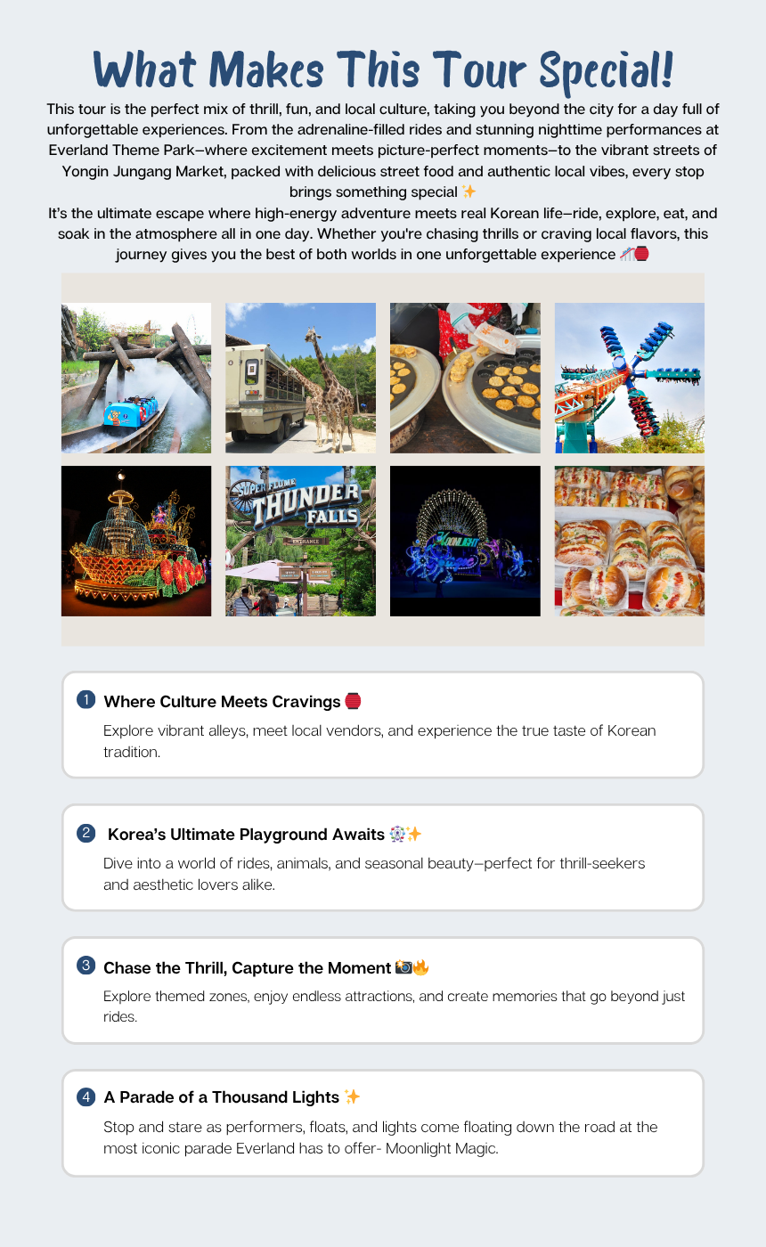 [6/13, 6/27] Everland Theme Park & Yongin Market Day Tour