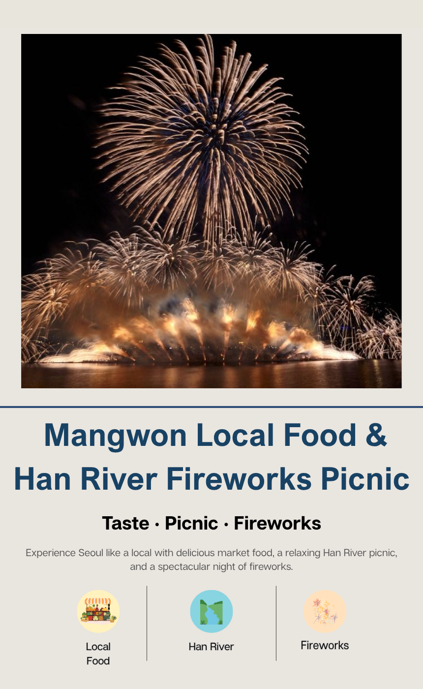 [9/5]Seoul Fireworks Night: Mangwon Market & Han River Picnic