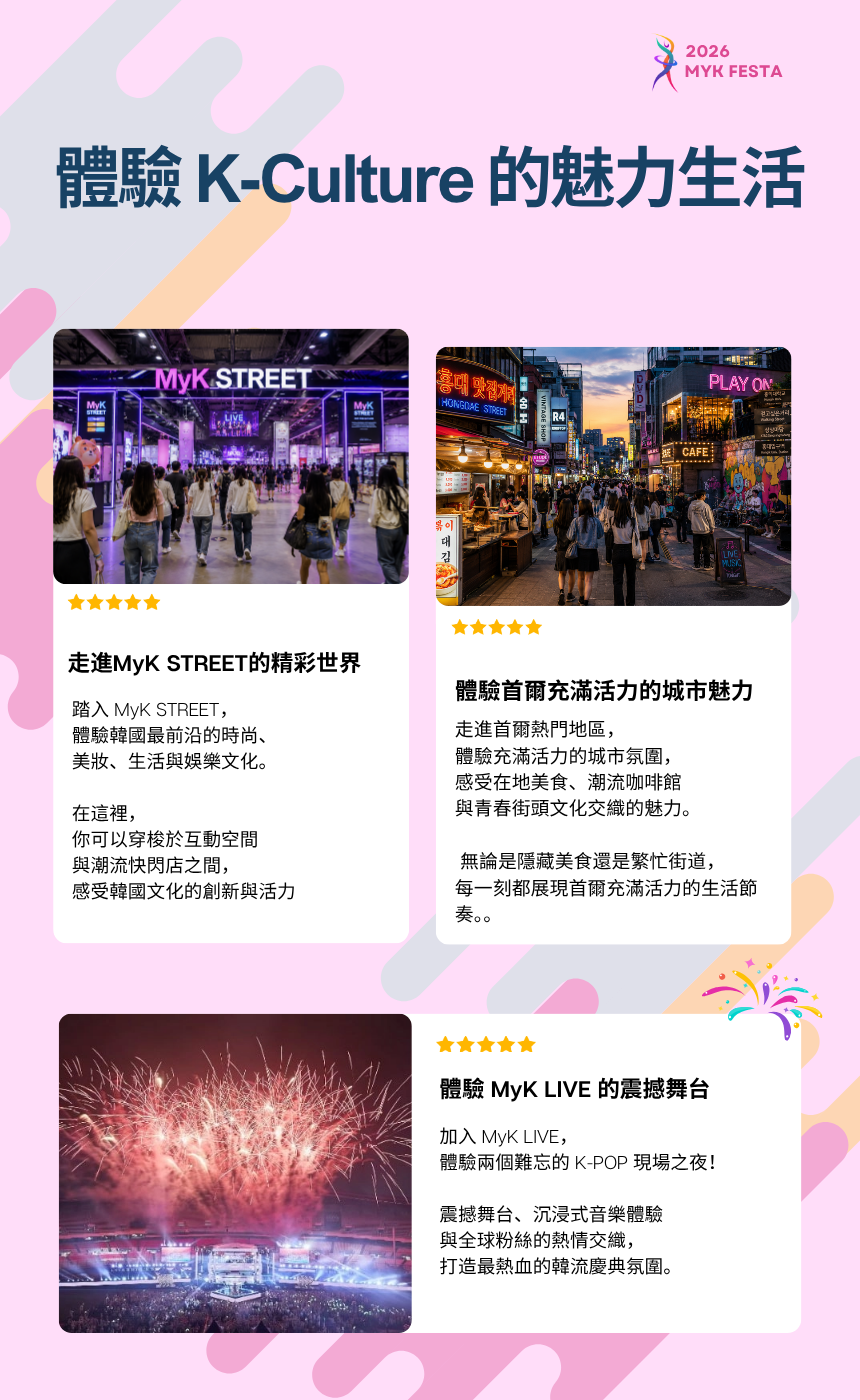 [6/26, 27,28] 2026 MYK FESTA K-POP 演唱會＆首爾文化之旅