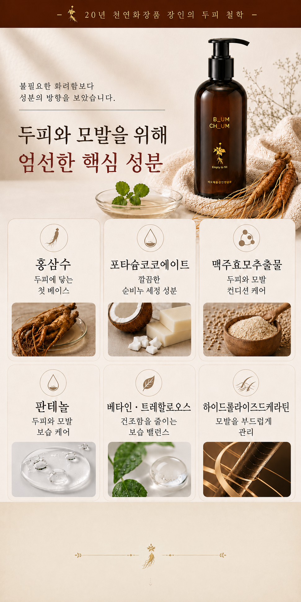 비워야 가벼워진다 20년 장인의 비오채 홍삼진액샴푸 250ml