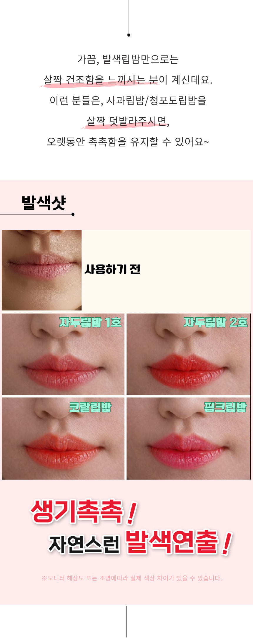 훔치고싶은 입술 발색립밤 4color(자두/코랄/핑크) 틴트 립글로스 입술각질 3.5g