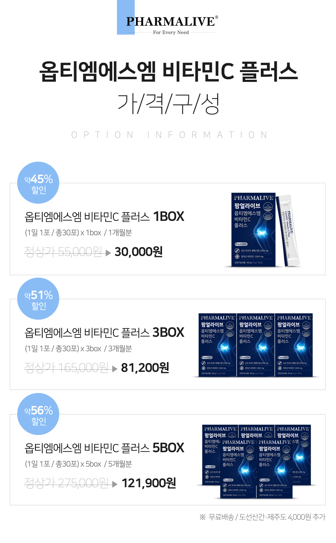 [무릎 관절]팜얼라이브 옵티MSM 비타민C 플러스(3.5g x 30ea) 3개