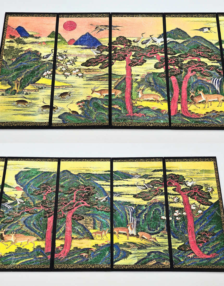 한국 전통 미니 병풍 8폭 한국기념품 전통기념품
