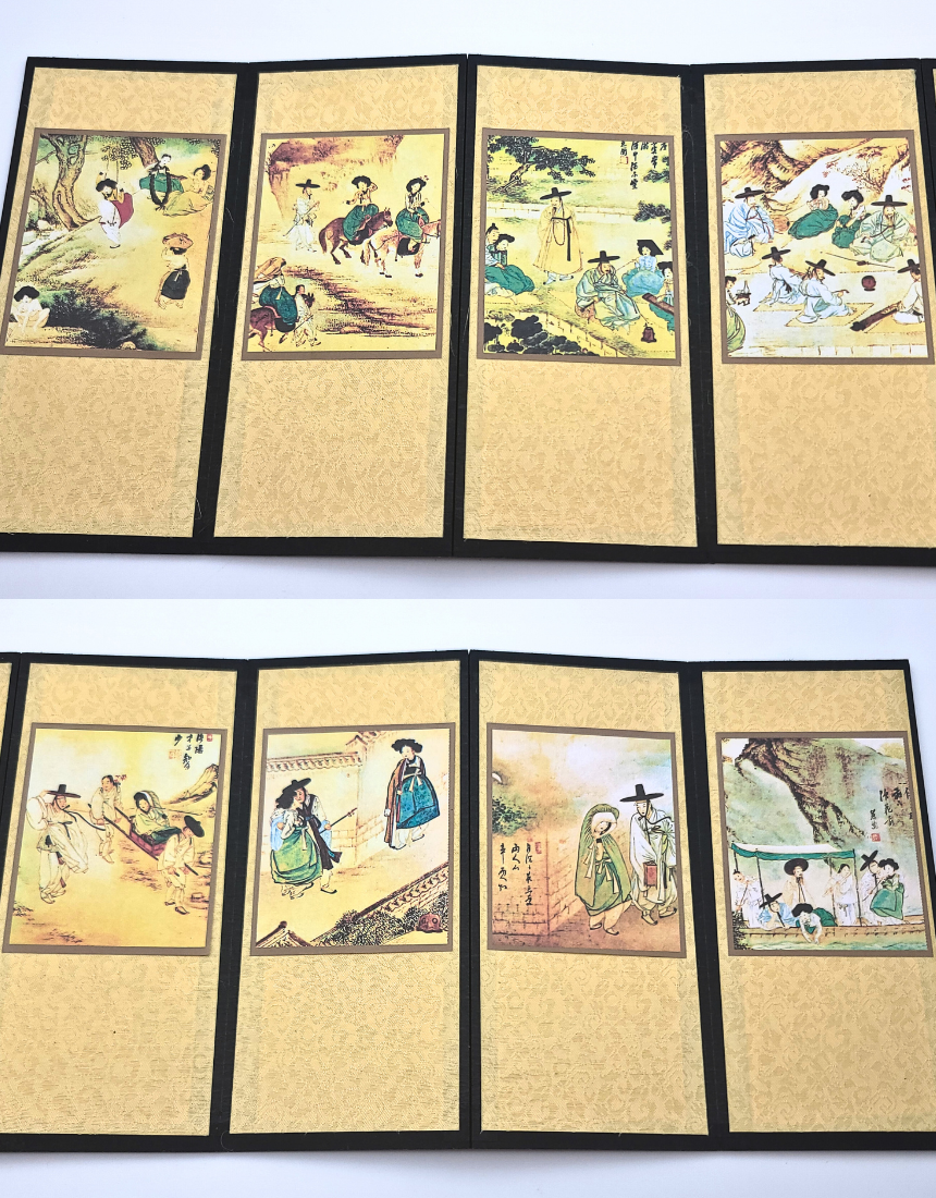 한국 전통 미니 병풍 8폭 한국기념품 전통기념품