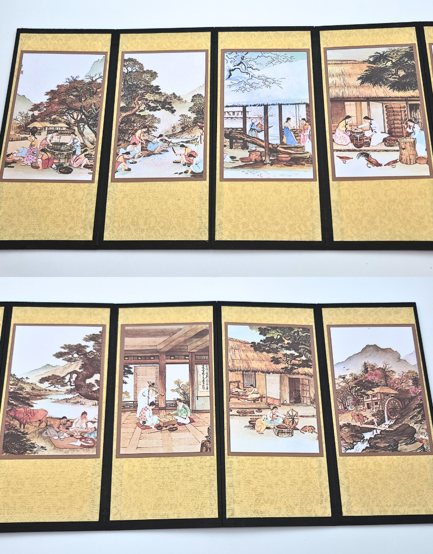 한국 전통 미니 병풍 8폭 한국기념품 전통기념품