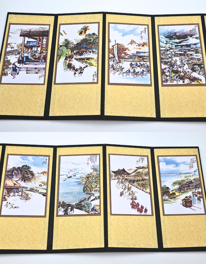 한국 전통 미니 병풍 8폭 한국기념품 전통기념품