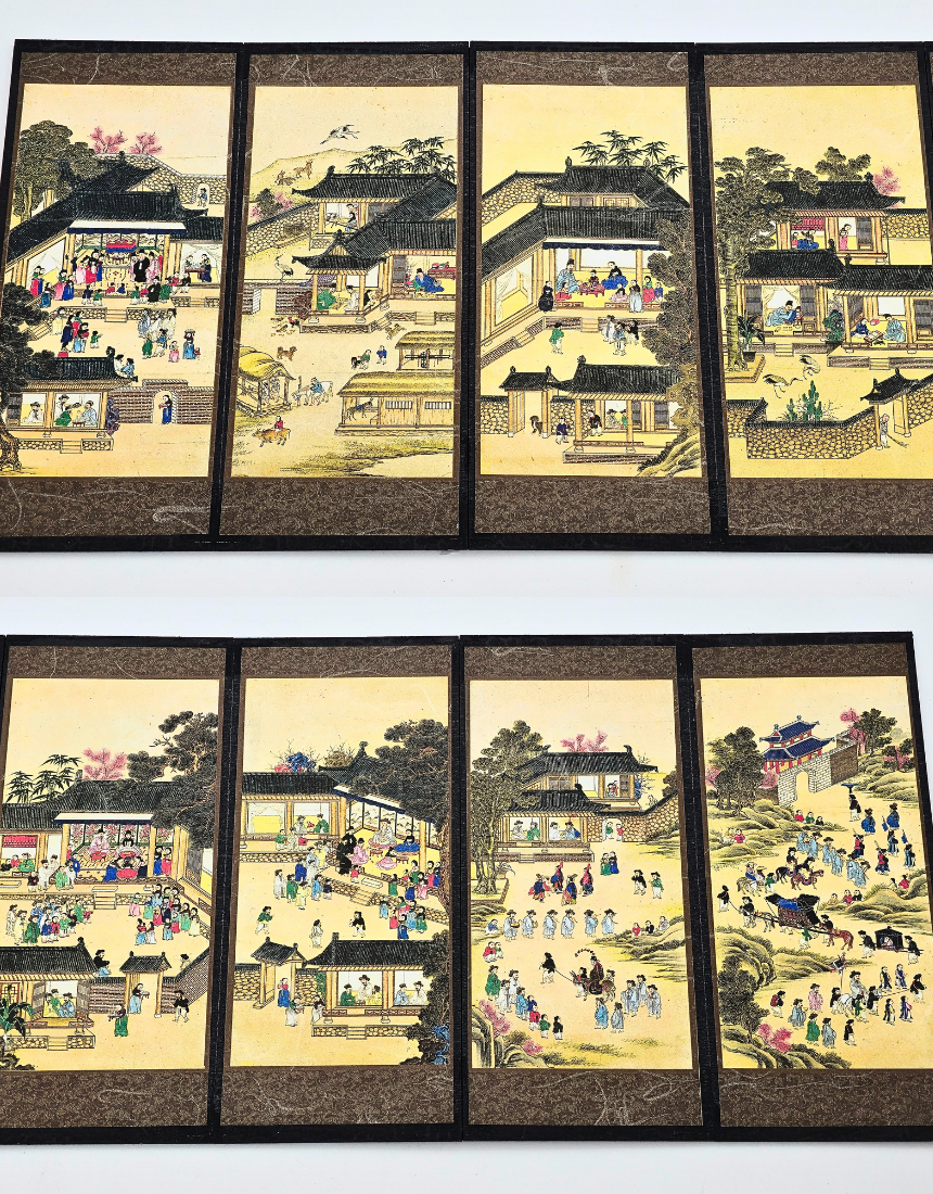 한국 전통 미니 병풍 8폭 한국기념품 전통기념품