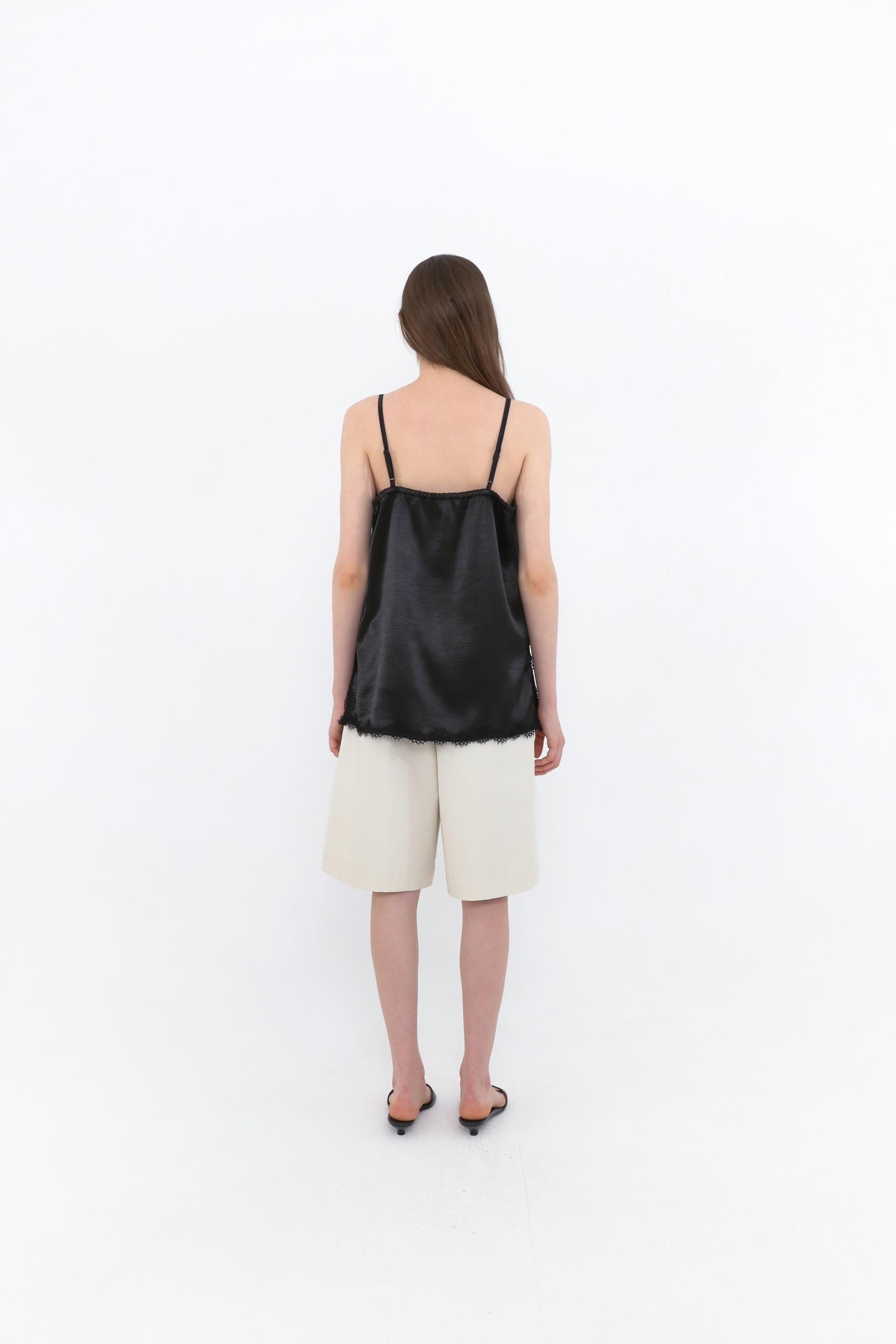 Lace Satin Slip Camisole [Black]