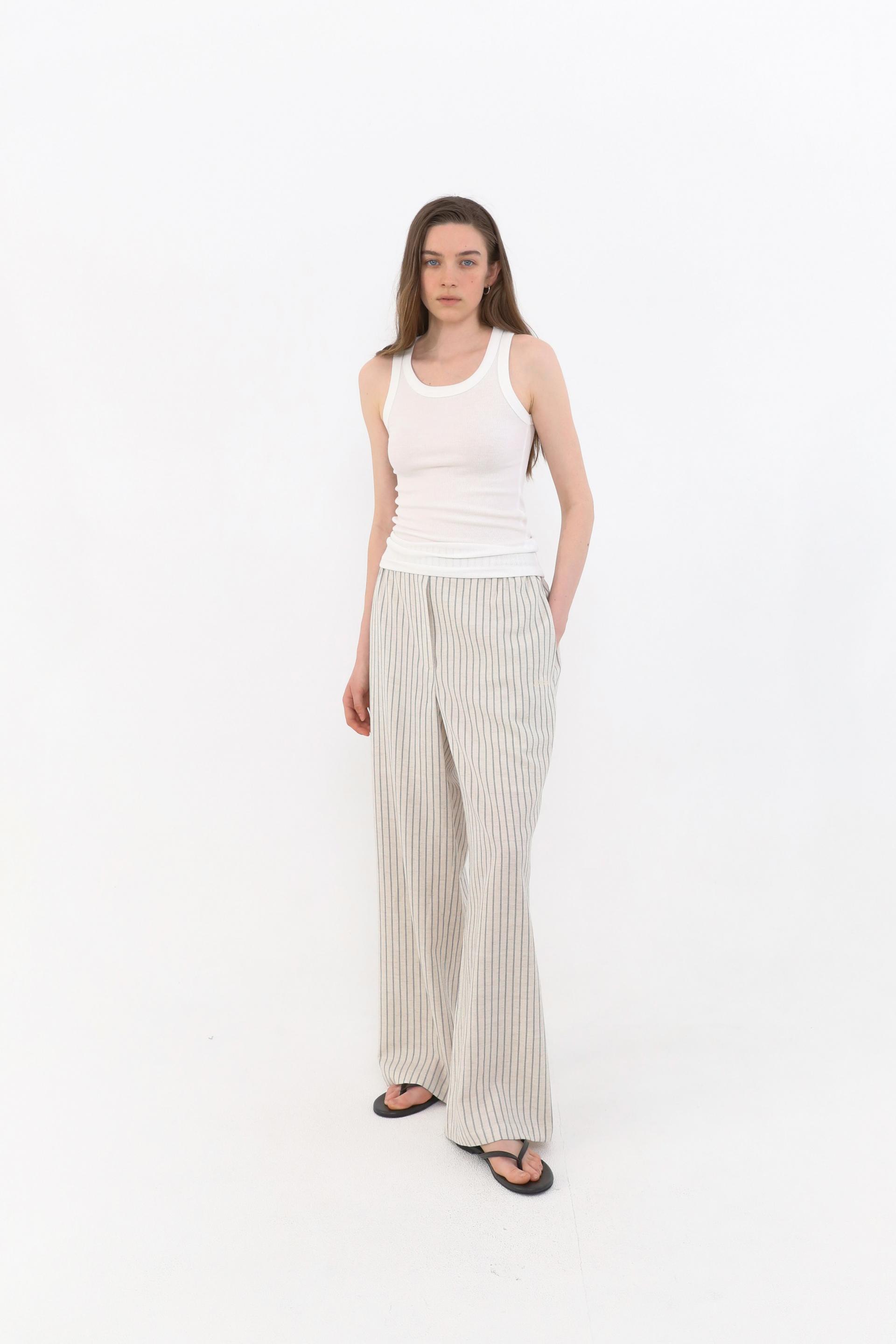 Ver Stripe Linen Pants [Black]
