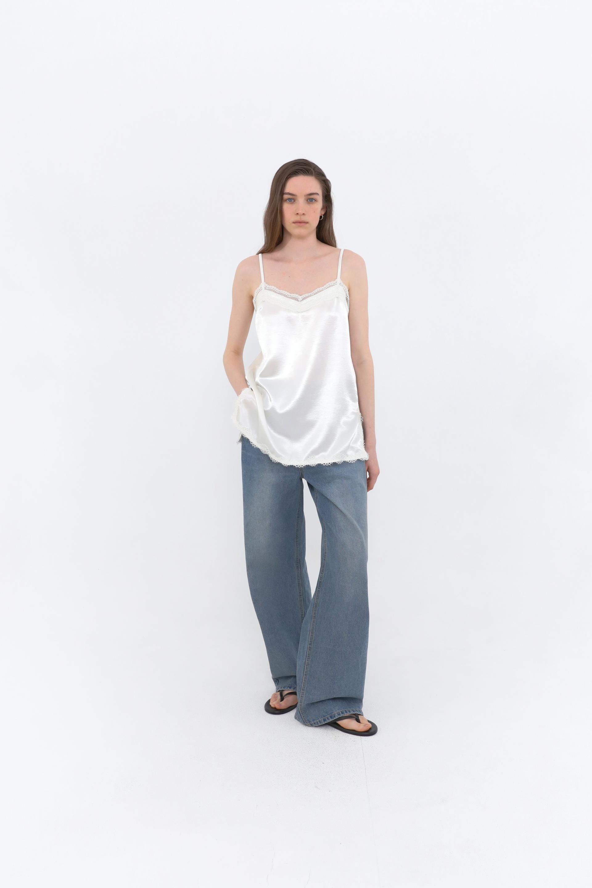Lace Satin Slip Camisole [Ivory]