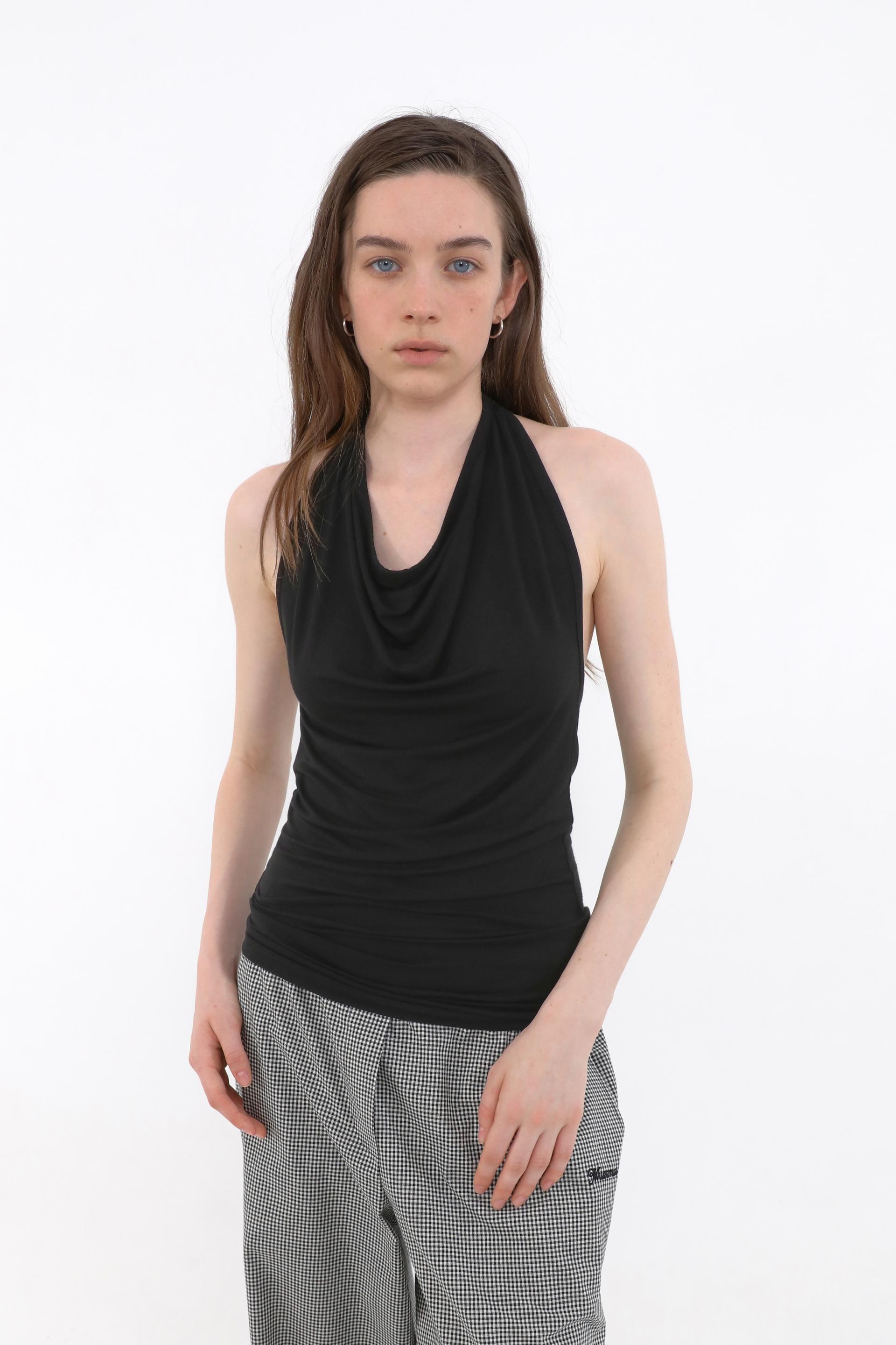 Draped Halterneck Sleeveless [Black]