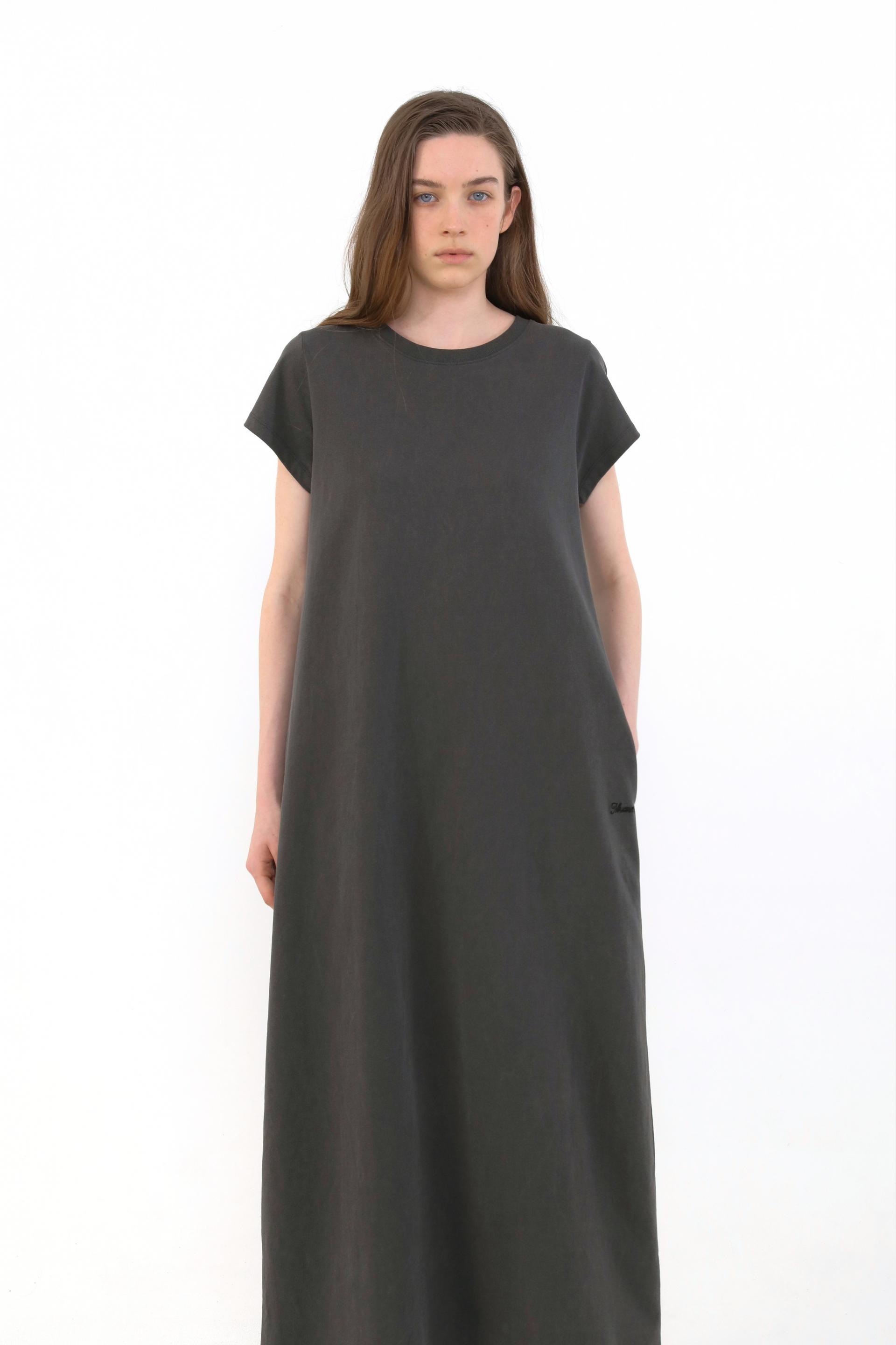 Margarine Pigment Cotton Dress [Charcoal]