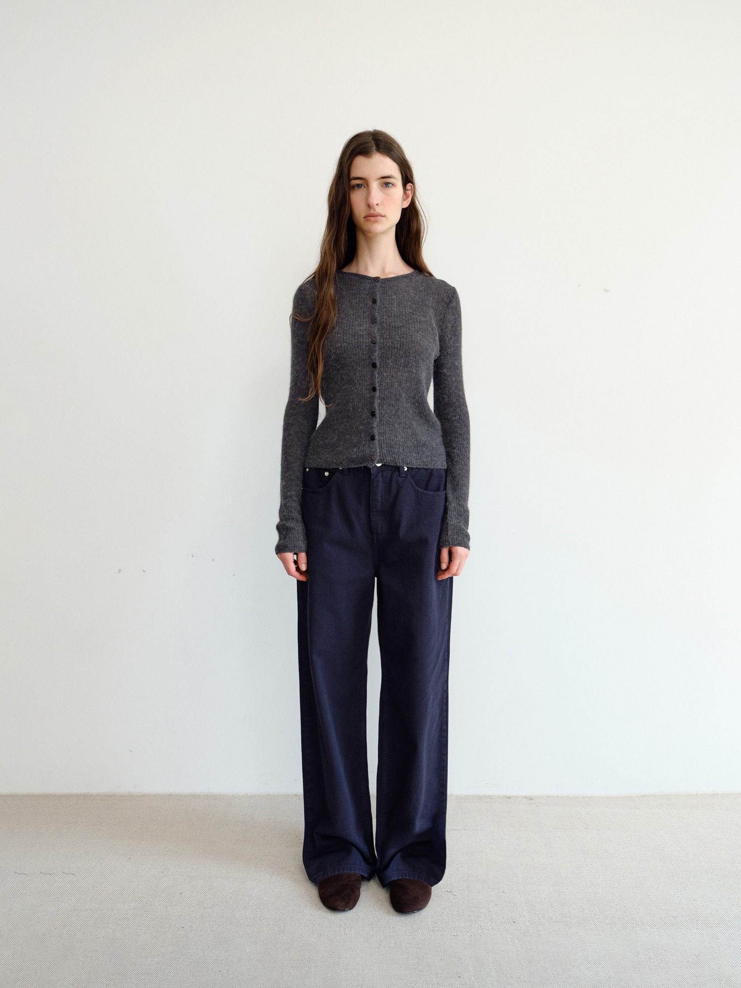 Elio Wool Knit Cardigan [Charcoal]