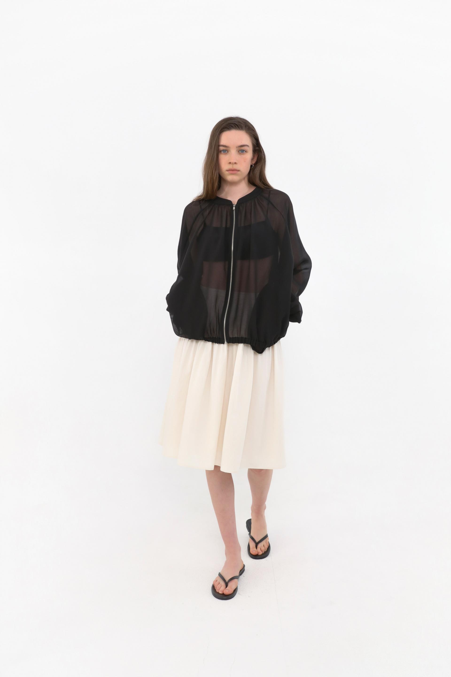 Brill Sheer Shirring Jumper [Black]