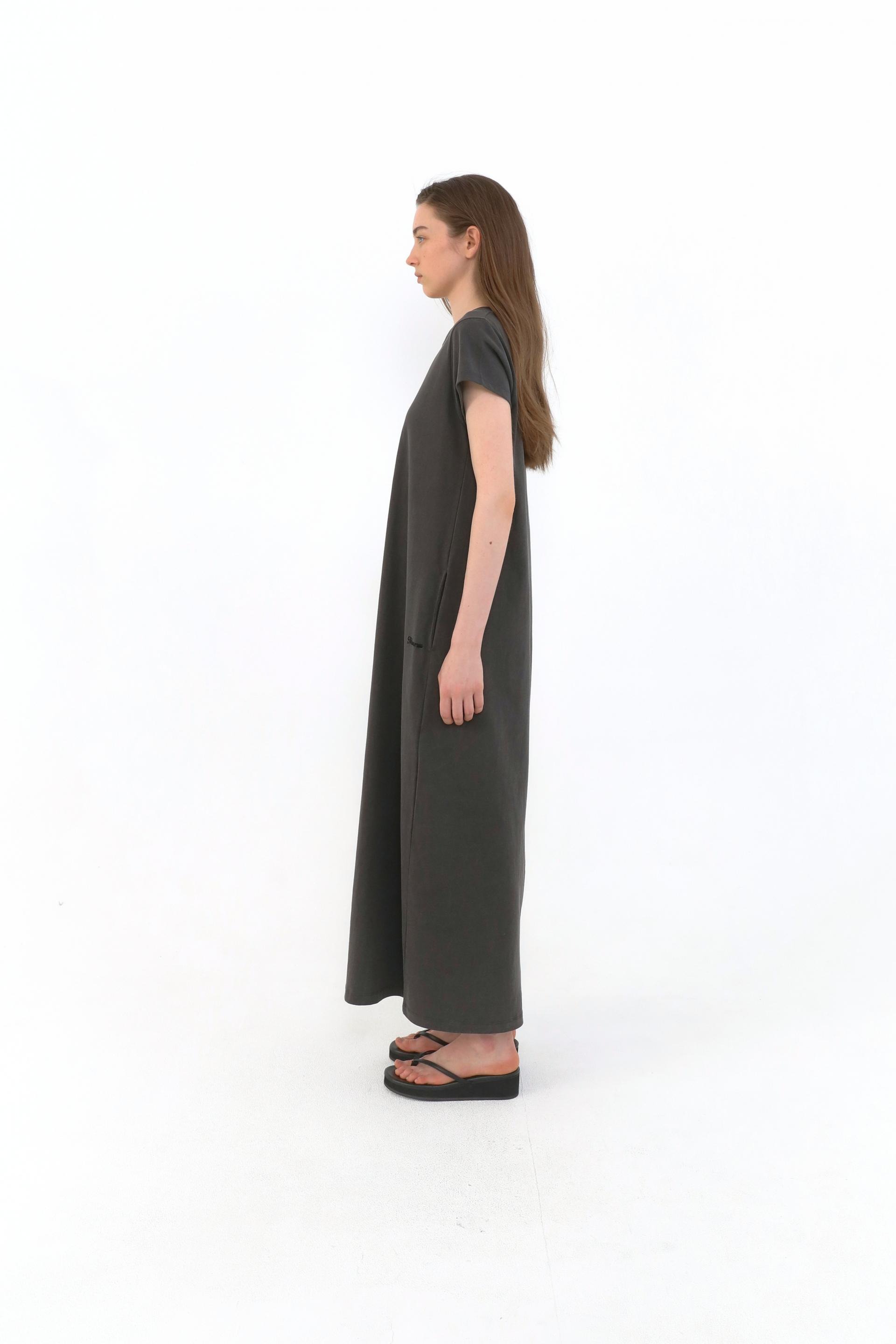 Margarine Pigment Cotton Dress [Charcoal]