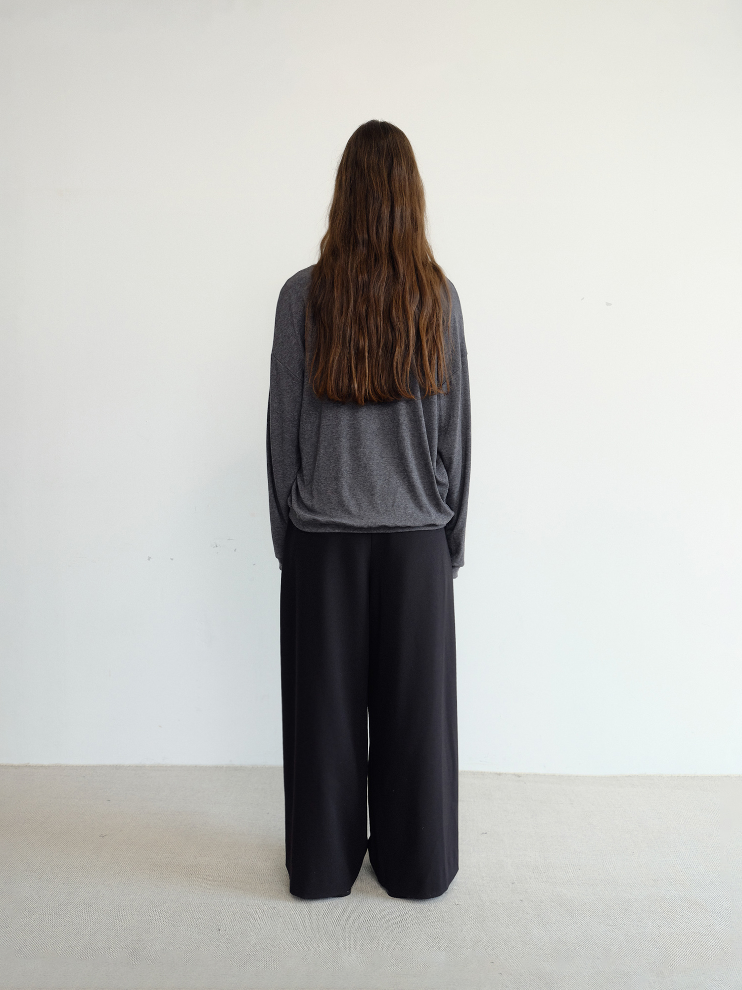Leno Wool V-neck T-shirt [Gray]