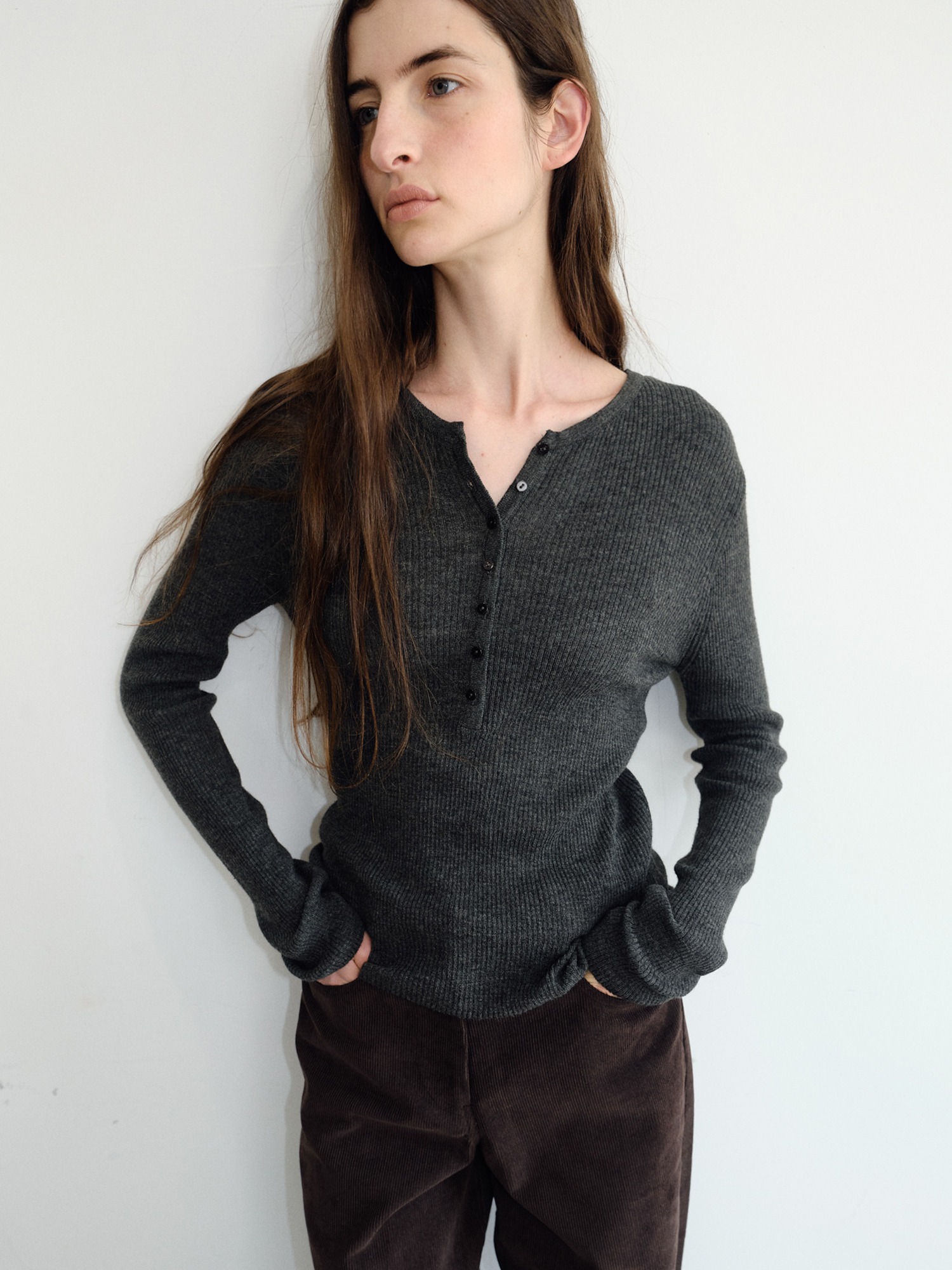 Hale Henley Knit [Charcoal]