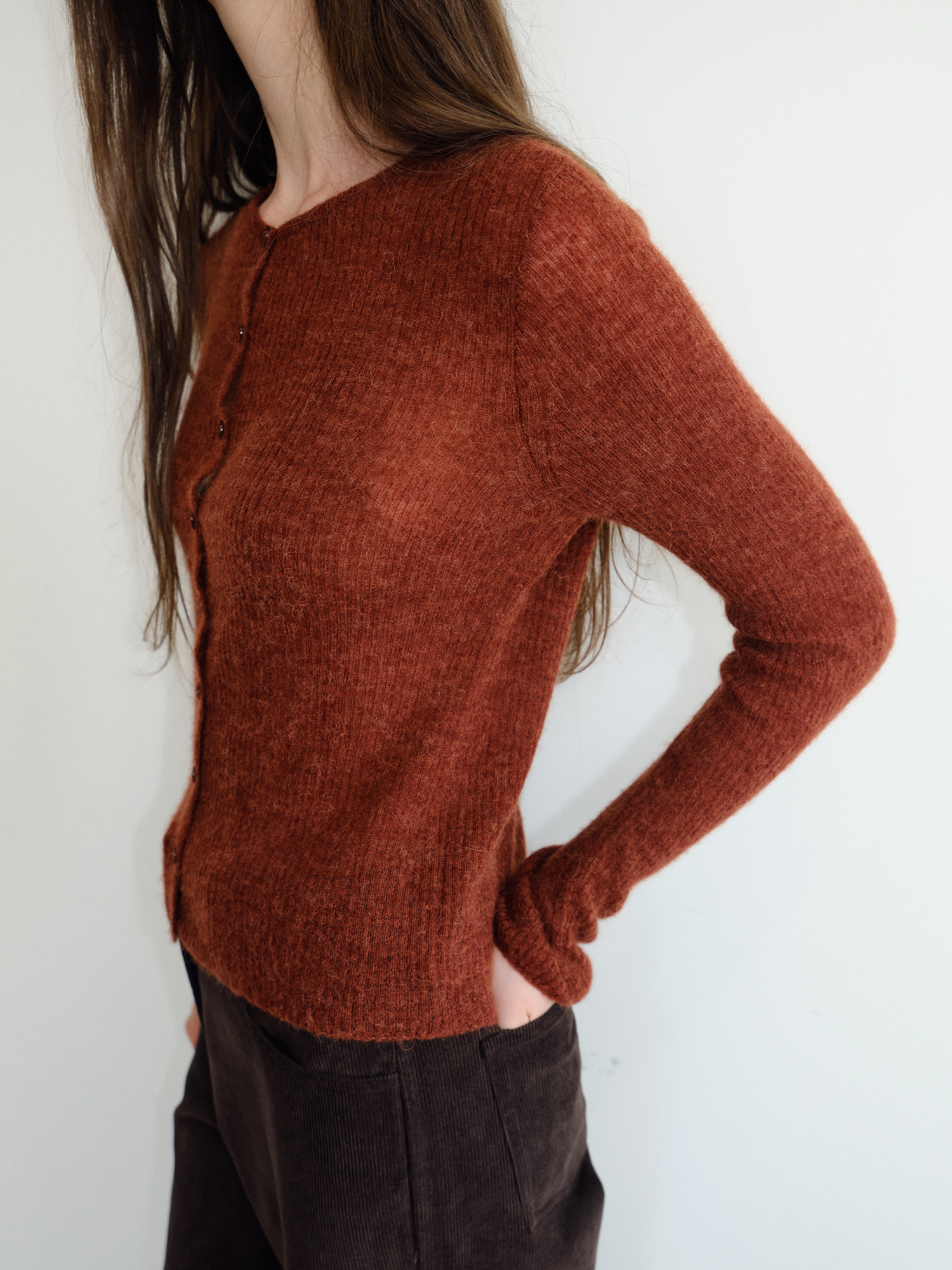 Elio Wool Knit Cardigan [Red]