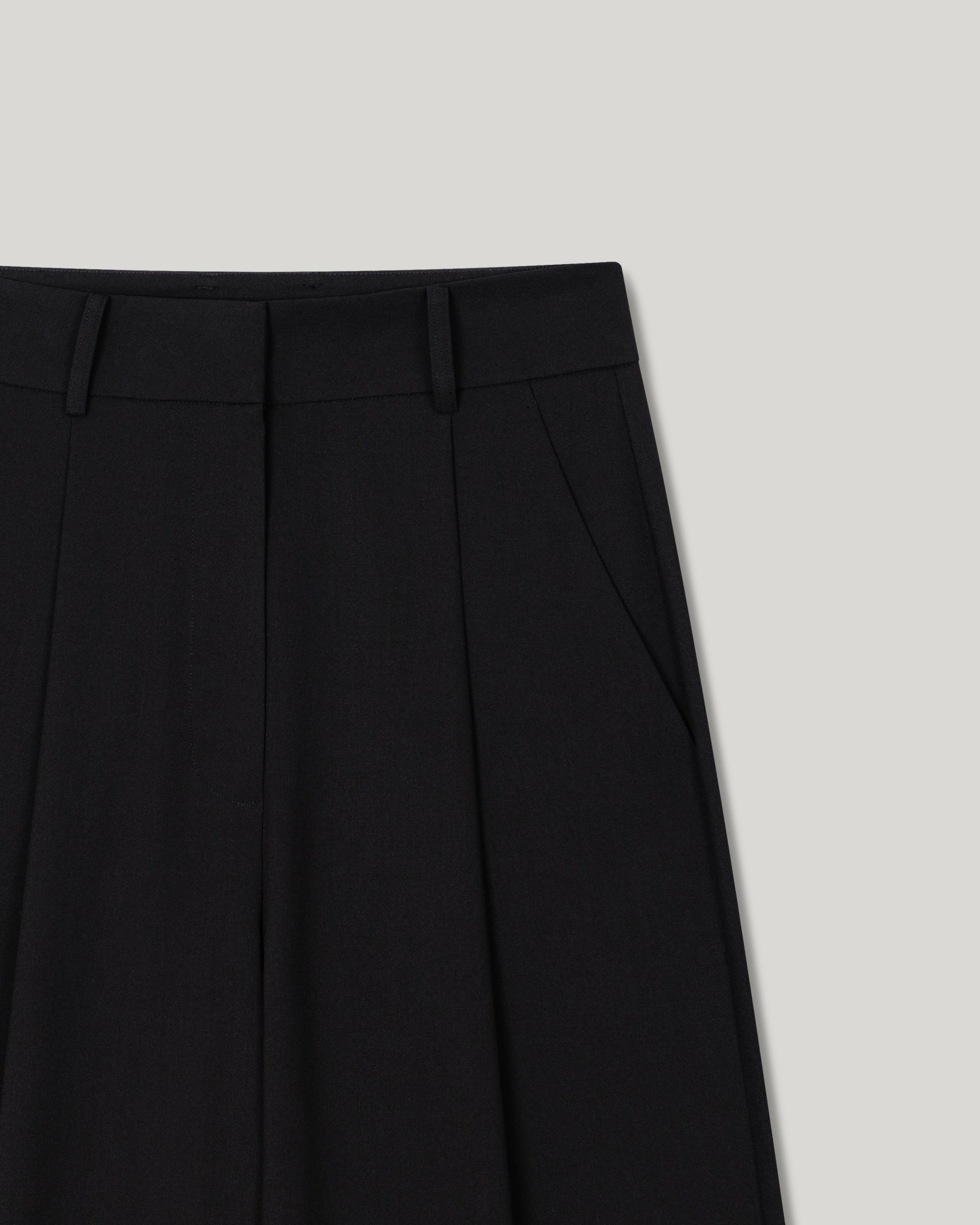 Grove Wool Wide Slacks [Black]